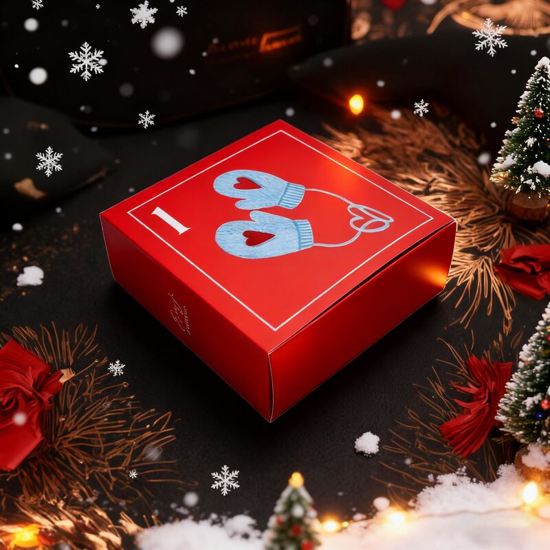 Προσαρμόσιμο κόκκινο χριστουγεννιάτικο χαρτόνια δώρο κουτί με κάλυμμα και βάση για χονδρικό και λιανικό εμπόριο