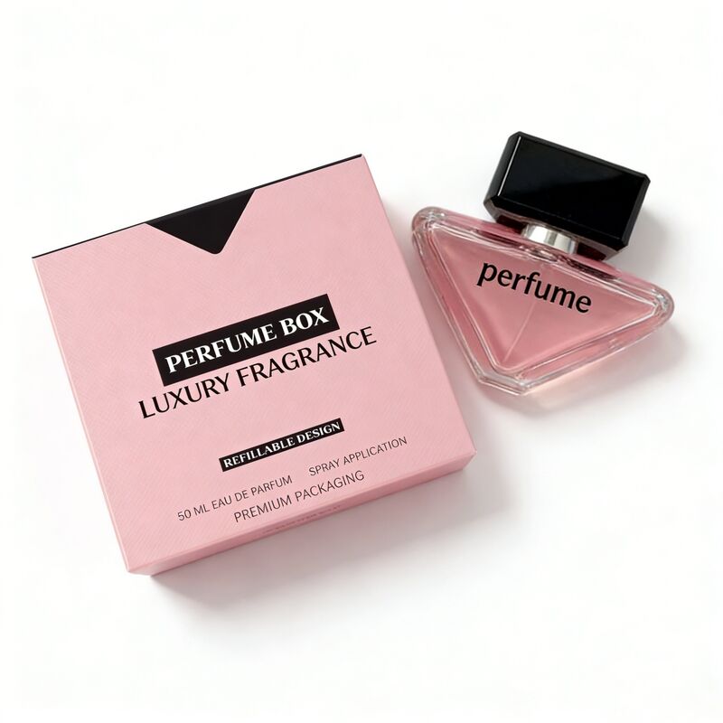 Scatola per imballaggio di profumi con design a V a doppio slot per carte con cartone rigido da 350,400 g/m² e stampa a quattro colori, stampa a caldo, UV