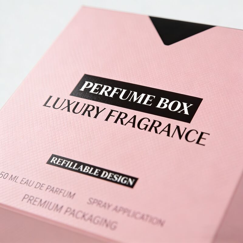 Scatola per imballaggio di profumi con design a V a doppio slot per carte con cartone rigido da 350,400 g/m² e stampa a quattro colori, stampa a caldo, UV